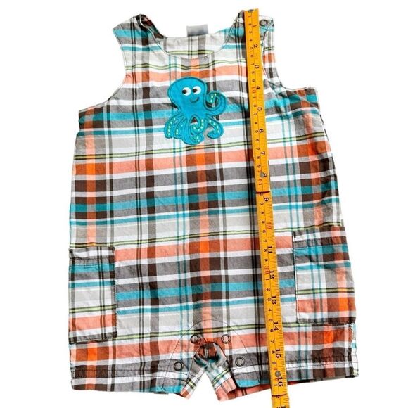 Carter’s Baby Boy Kids Plaid Octopus Embroidered Sleeveless Romper. 9 Months. - Picture 3 of 6